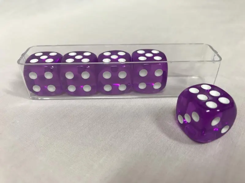 16mm透明紫圓角骰子（盒裝5顆）