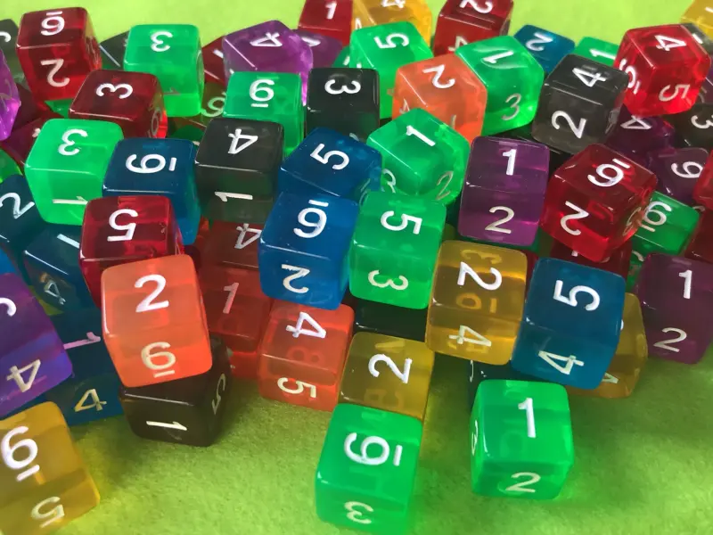 16mm 6面數字骰子 (透明系列)