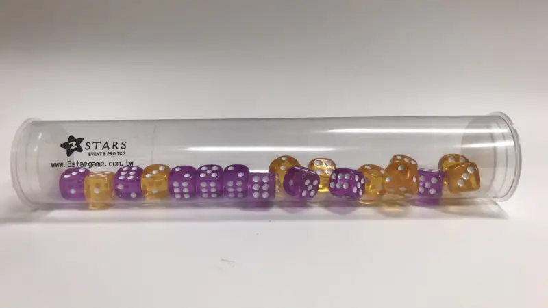 12mm6面骰子透明(紫+黃)18顆