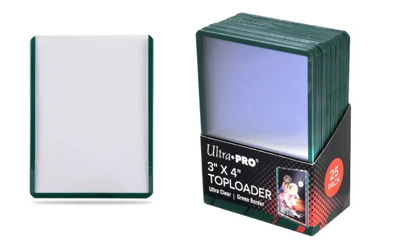 UltraPRO #84916【綠框一般卡夾(35PT/每包25個)3" X 4" Green Border Toploader 25ct】
