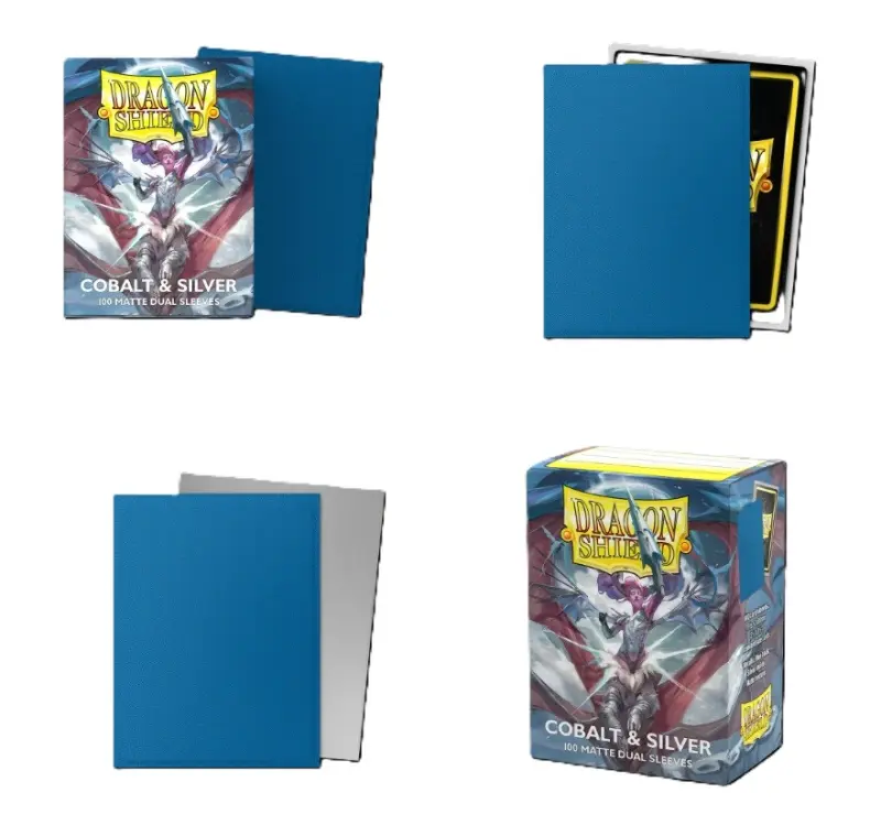 龍盾卡套AT-15064 雙層磨砂卡套 周年特別版 藍/銀 Cobalt & Silver - Matte Dual Sleeves Dragon Shield Dual Matte Sleeves Special Edition